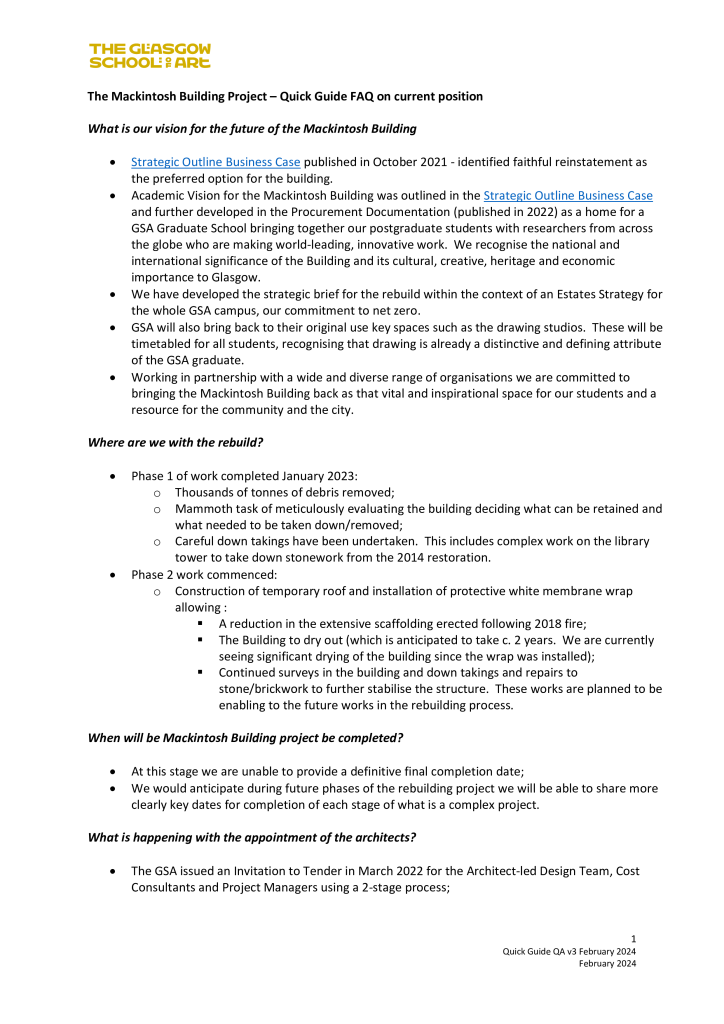 Building Faqs Mackintosh Building Guide FAQ February 2024 – GSA Documents