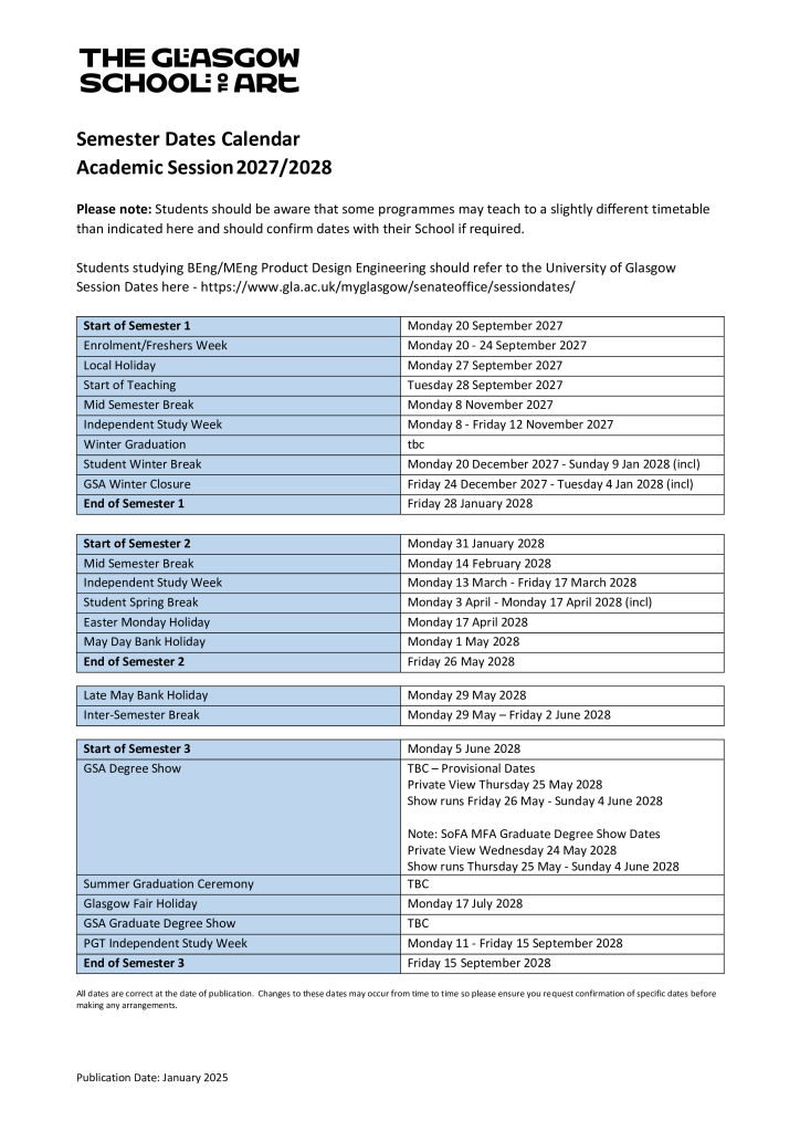 Sremester GSA Semester Dates 2027-2028 – GSA Documents