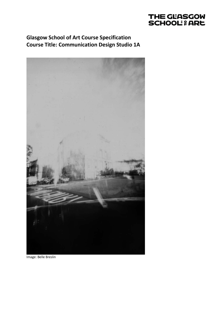 BA (Hons) Communication Design Studio 1A 2025-26 – GSA Documents