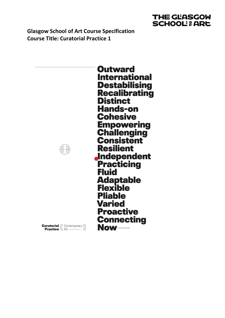 Curatorial Practice Curatorial Practice 1 2025-26 – GSA Documents