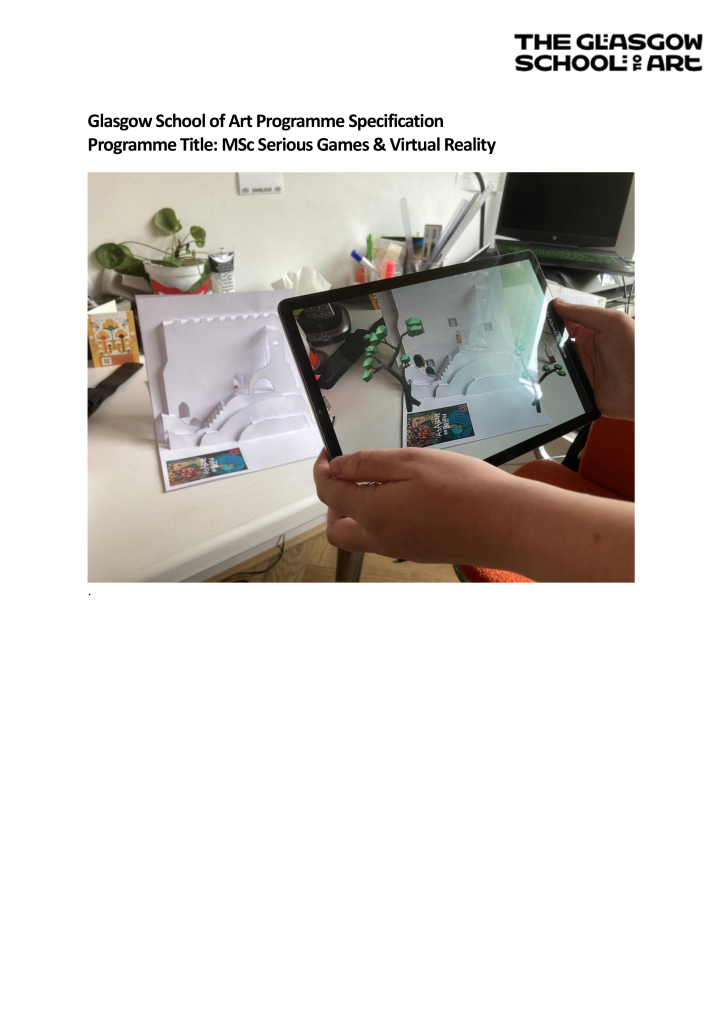 MSc Serious Games & Virtual Reality 2025-26 – GSA Documents