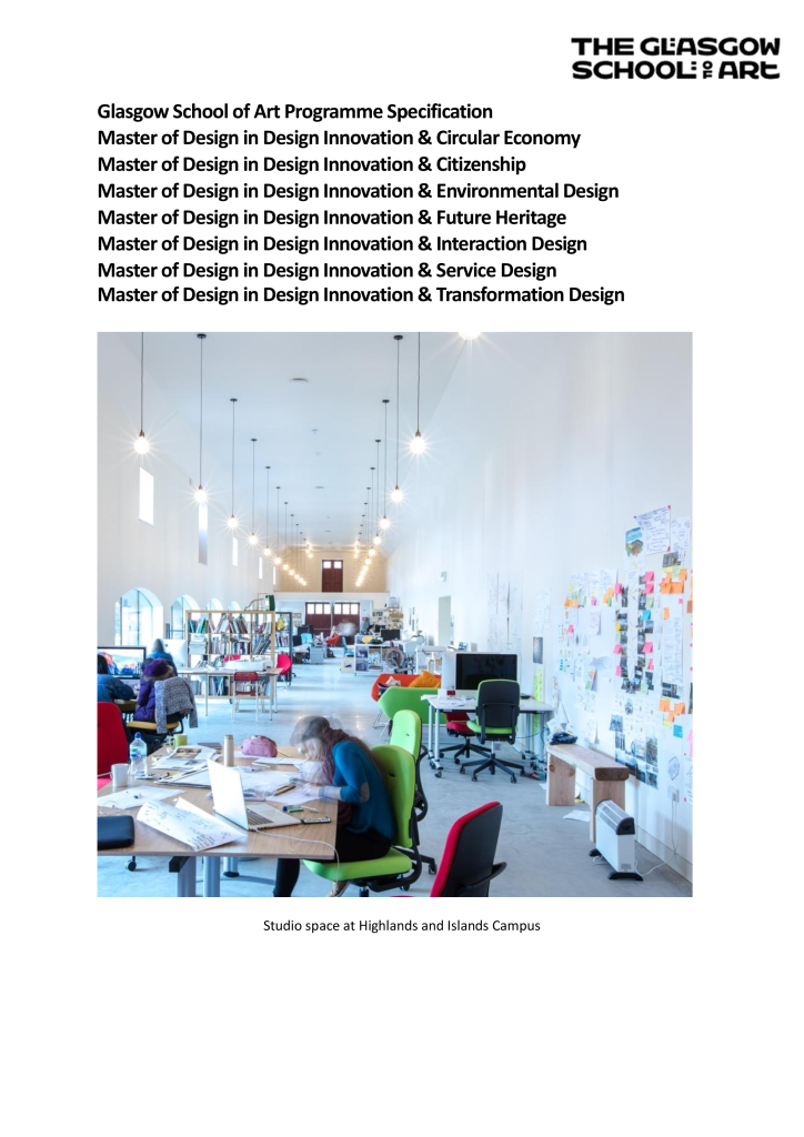 Design Deaprtment MDes Design in Design Innovation 2026-27 – GSA Documents