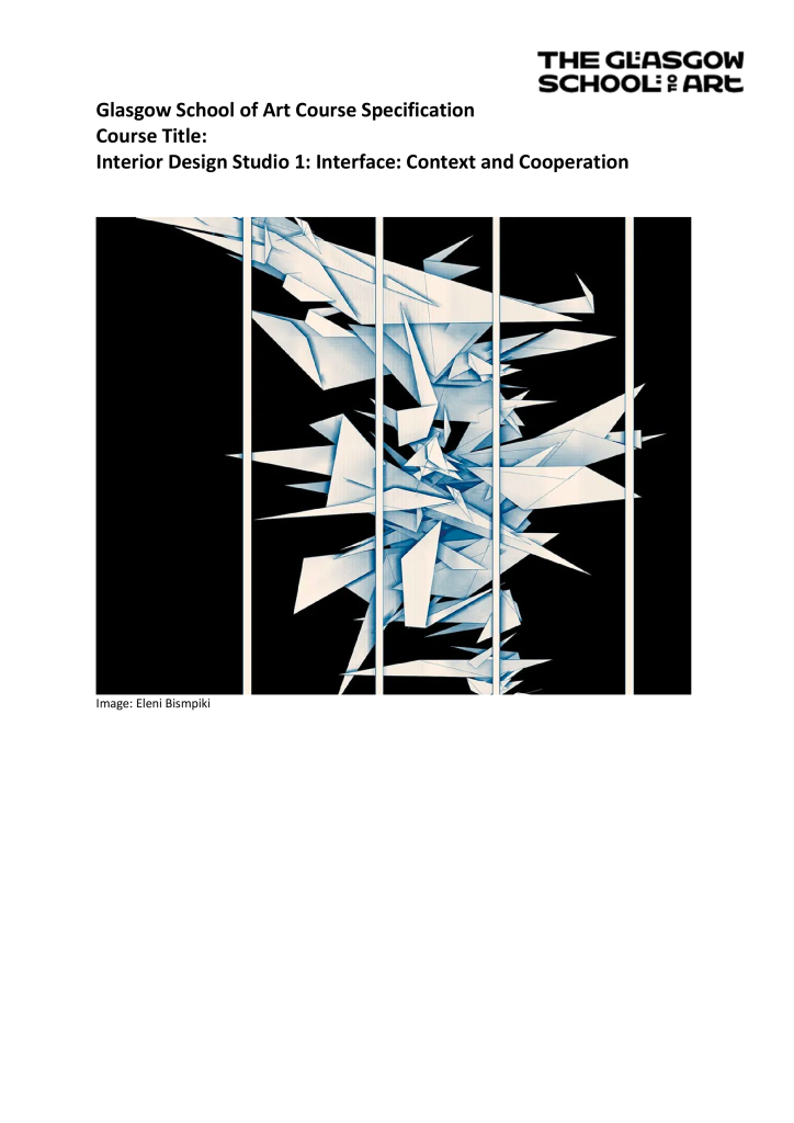 MDes Interior Design Studio 1 Interface Context and Cooperation 2026-27 ...